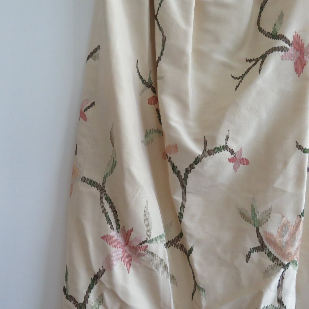 VINTAGE OSCAR DE LA RENTA Tafetta Floral Embroidered Maxi Skirt Wedding - US 4 - Picture 14 of 15